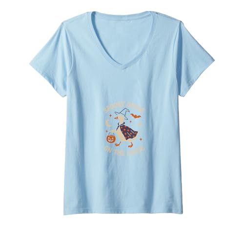 Damen Lustige Geister-Hexengans im Herbst-Stil, Motiv: Spooky Goose On The Loose T-Shirt mit V-Ausschnitt Damen Lustige Geister-Hexengans im Herbst-Stil, Motiv: Spooky Goose On The Loose T-Shirt mit V-Ausschnitt von Funny Halloween Ghost Goose Cute Silly