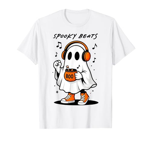 Lustige Halloween-Geister-Kopfhörer Musik gruselige Kinder Teenager T-Shirt Lustige Halloween-Geister-Kopfhörer Musik gruselige Kinder Teenager T-Shirt von Funny Halloween Ghost Tees NYC