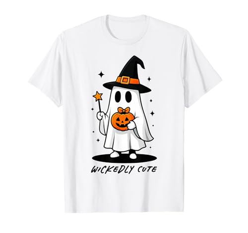 Lustiger Halloween-Geist Hexenhut Zauberstab Kürbis süße Kinder T-Shirt Lustiger Halloween-Geist Hexenhut Zauberstab Kürbis süße Kinder T-Shirt von Funny Halloween Ghost Tees NYC
