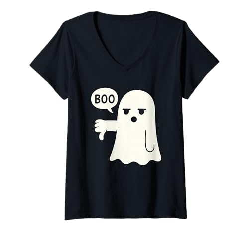 Damen Boo Disapproving Ghost of Disapproval Lustiges Halloween T-Shirt mit V-Ausschnitt von Funny Halloween Ghouls