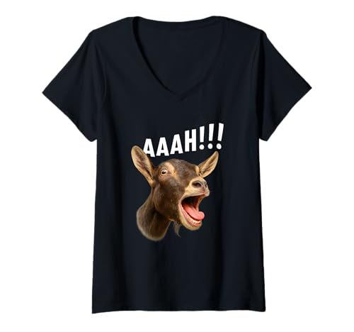 Damen Aaah!! Funny Goat Halloween Farmer Goat Whisperer Farm T-Shirt mit V-Ausschnitt Damen Aaah!! Funny Goat Halloween Farmer Goat Whisperer Farm T-Shirt mit V-Ausschnitt von Funny Halloween Goat Scream Novelty Tops ...