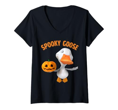 Damen Just a Spooky Goose | Funny Halloween Costume T-Shirt mit V-Ausschnitt Damen Just a Spooky Goose | Funny Halloween Costume T-Shirt mit V-Ausschnitt von Funny Halloween Goose tee