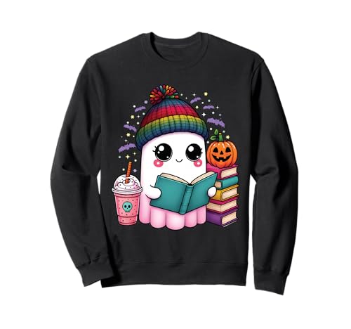 Kawaii Ghost Reading Buchliebhaber, Halloween, Kaffee, Damen und Mädchen Sweatshirt Kawaii Ghost Reading Buchliebhaber, Halloween, Kaffee, Damen und Mädchen Sweatshirt von Funny Halloween Kawaii Ghost Book Lovers Apparel
