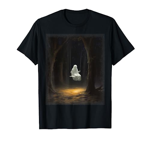 Geist auf einer Schaukel im Wald Halloween Kostüm Herren Damen T-Shirt von Funny Halloween Lazy Last Minute Costume