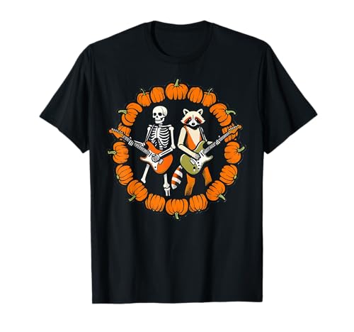 Skelett Waschbär Schaukelkürbis Halloween Männer Frauen Kinder T-Shirt Skelett Waschbär Schaukelkürbis Halloween Männer Frauen Kinder T-Shirt von Funny Halloween Lover Guitar Spooky trick or treat