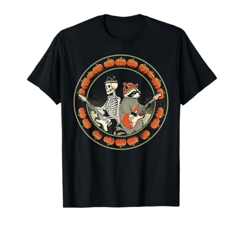 Skelett Waschbär Schaukelkürbis Halloween Männer Frauen Kinder T-Shirt Skelett Waschbär Schaukelkürbis Halloween Männer Frauen Kinder T-Shirt von Funny Halloween Lover Guitar Spooky trick or treat