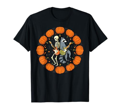 Skelett Waschbär Schaukelkürbis Halloween Männer Frauen Kinder T-Shirt Skelett Waschbär Schaukelkürbis Halloween Männer Frauen Kinder T-Shirt von Funny Halloween Lover Guitar Spooky trick or treat