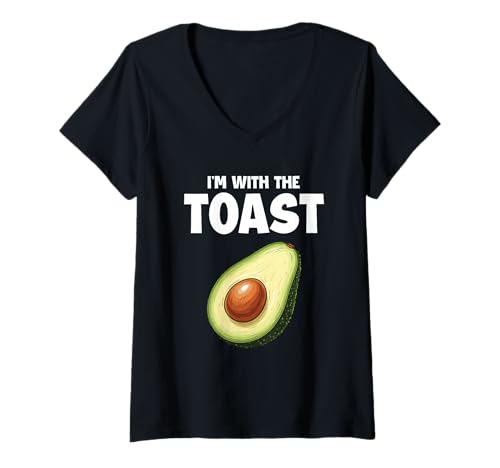 Damen I'm with The Toast - Passendes Halloween-Kostümpaar T-Shirt mit V-Ausschnitt von Funny Halloween Merch