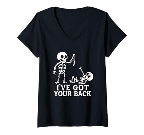 Damen I've Got Your Back - Gruseliger Halloween sarkastischer Humor T-Shirt mit V-Ausschnitt von Funny Halloween Merch
