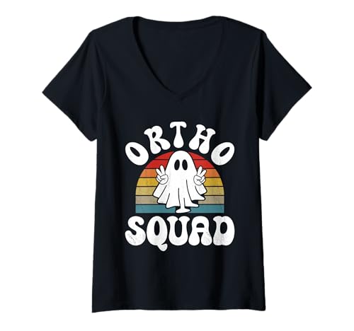 Damen Funny Ortho Squad Halloween Orthopädie Krankenschwester T-Shirt mit V-Ausschnitt von Funny Halloween Ortho Squad Apparel