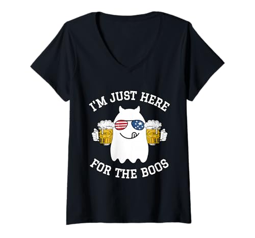 Damen Funny Halloween Costume Gift I'm just here for The boos T-Shirt mit V-Ausschnitt Damen Funny Halloween Costume Gift I'm just here for The boos T-Shirt mit V-Ausschnitt von Funny Halloween Party By GnineZa
