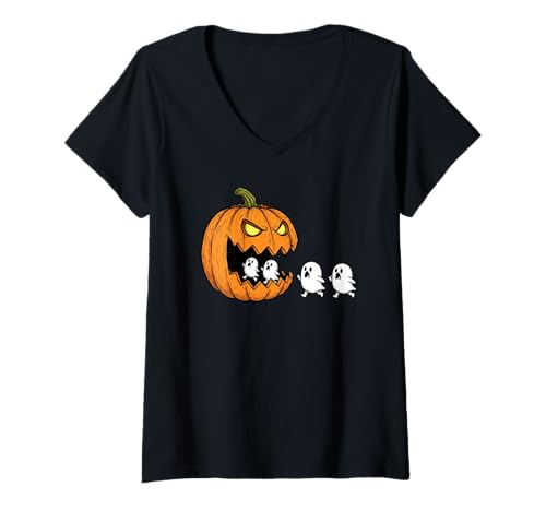 Damen Niedliches Halloween-Geister-Design für Männer, Frauen, Kinder T-Shirt mit V-Ausschnitt Damen Niedliches Halloween-Geister-Design für Männer, Frauen, Kinder T-Shirt mit V-Ausschnitt von Funny Halloween Party Pumpkin Trick or Treat Gift