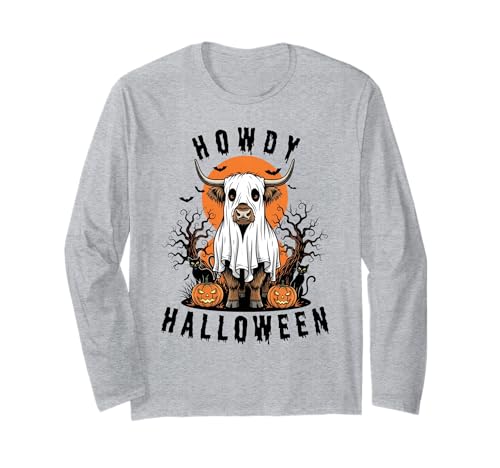 Howdy Halloween Lustiges Hochlandkuh Gruselsaison Herren Damen Langarmshirt Howdy Halloween Lustiges Hochlandkuh Gruselsaison Herren Damen Langarmshirt von Funny Halloween Party Pumpkin Trick or Treat Gift