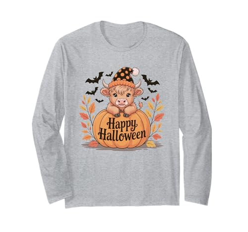 Howdy Halloween Lustiges Hochlandkuh Gruselsaison Herren Damen Langarmshirt Howdy Halloween Lustiges Hochlandkuh Gruselsaison Herren Damen Langarmshirt von Funny Halloween Party Pumpkin Trick or Treat Gift