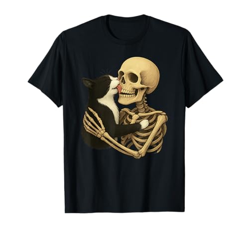 Skelett umarmende Katze Halloween Smoking Katzenliebhaber Katze Mama Papa T-Shirt Skelett umarmende Katze Halloween Smoking Katzenliebhaber Katze Mama Papa T-Shirt von Funny Halloween Pet Lover