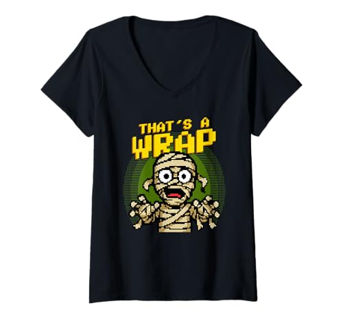 Damen That is A Wrap Lustiges Pixel-Art-Mummy Halloween T-Shirt mit V-Ausschnitt Damen That is A Wrap Lustiges Pixel-Art-Mummy Halloween T-Shirt mit V-Ausschnitt von Funny Halloween Pixal Art Monsters DonaOnca