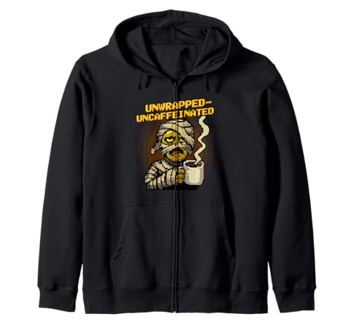 Unverpackte unkoffeinierte lustige Pixelkunst Mama Halloween Kapuzenjacke Unverpackte unkoffeinierte lustige Pixelkunst Mama Halloween Kapuzenjacke von Funny Halloween Pixal Art Monsters DonaOnca