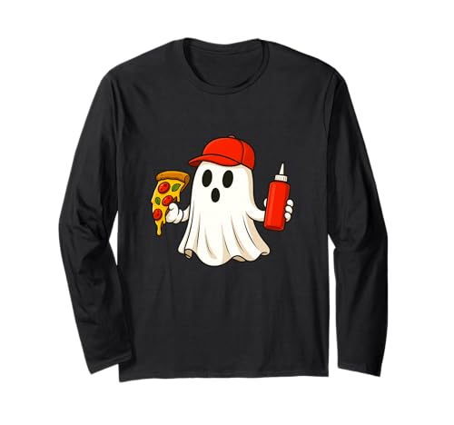 Pizza Halloween Ghost Foodie Halloween Pizza Delivery Man Langarmshirt Pizza Halloween Ghost Foodie Halloween Pizza Delivery Man Langarmshirt von Funny Halloween Pizza Novelty Tops ...