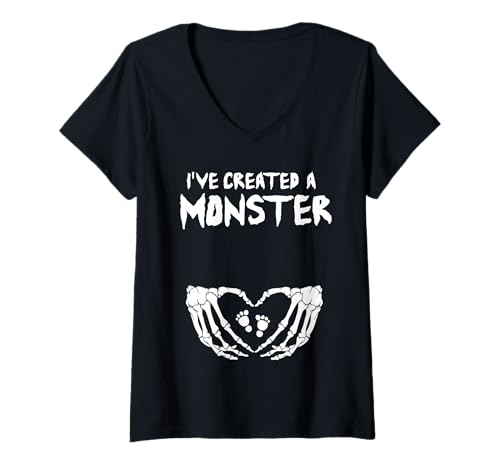 Damen Ich Habe EIN Monster kreiert - Halloween-Schwangerschaft: Baby Wird erwartet T-Shirt mit V-Ausschnitt Damen Ich Habe EIN Monster kreiert - Halloween-Schwangerschaft: Baby Wird erwartet T-Shirt mit V-Ausschnitt von Funny Halloween Pregnancy Shirts & Gifts