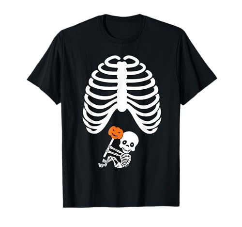 Lustiger Schwangerschaftsankündigung Halloween Baby Rippenkäfig T-Shirt Lustiger Schwangerschaftsankündigung Halloween Baby Rippenkäfig T-Shirt von Funny Halloween Pregnancy shirts gifts