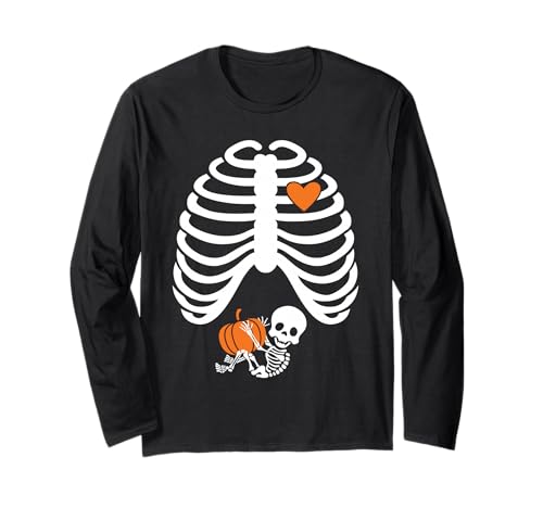 Halloween X-Ray Schwangerschaftsshirt Erwartendes Baby Langarmshirt von Funny Halloween Pregnancy shirts