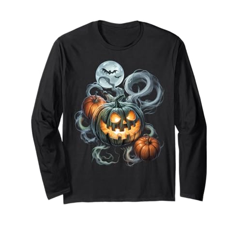 Lustiger und gruseliger Kürbis mit Geistern Jungen Mädchen Halloween Langarmshirt von Funny Halloween Pumpkin Gifts