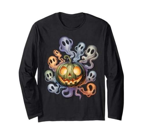 Lustiger und gruseliger Kürbis mit Geistern Jungen Mädchen Halloween Langarmshirt Lustiger und gruseliger Kürbis mit Geistern Jungen Mädchen Halloween Langarmshirt von Funny Halloween Pumpkin Gifts