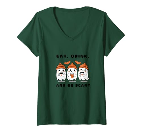 Damen Lustiger Halloween-Spruch, niedlicher Geist, sei gruselig T-Shirt mit V-Ausschnitt Damen Lustiger Halloween-Spruch, niedlicher Geist, sei gruselig T-Shirt mit V-Ausschnitt von Funny Halloween Quotes and Sayings