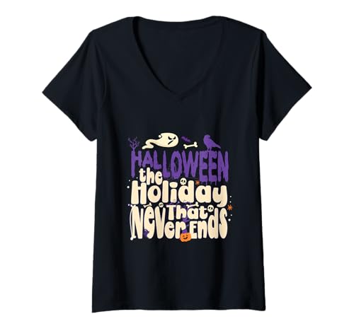 Damen Lustiger Halloween Spruch - Lustiges Gruselkostüm T-Shirt mit V-Ausschnitt von Funny Halloween Saying