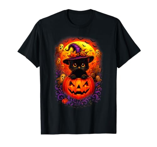 Schwarze Katze Hexenhut Kürbis Lustig Halloween Männer Frauen Kinder T-Shirt Schwarze Katze Hexenhut Kürbis Lustig Halloween Männer Frauen Kinder T-Shirt von Funny Halloween Shirt Cute Black Cat Witch Pumpkin