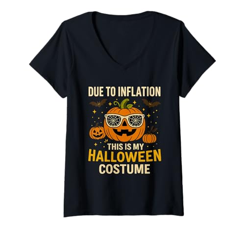 Damen Süßer Kürbis Halloween Kostüm Herren Damen Lustig Halloween T-Shirt mit V-Ausschnitt Damen Süßer Kürbis Halloween Kostüm Herren Damen Lustig Halloween T-Shirt mit V-Ausschnitt von Funny Halloween Shirts For Women Men Kids 2025
