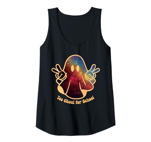 Damen Lustiges Halloween-Schild Ghost Too Ghoul for School Peace Groovy Tank Top Damen Lustiges Halloween-Schild Ghost Too Ghoul for School Peace Groovy Tank Top von Funny Halloween Shirts by Southerngal