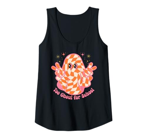 Damen Lustiges Halloween-Schild Ghost Too Ghoul for School Peace Groovy Tank Top Damen Lustiges Halloween-Schild Ghost Too Ghoul for School Peace Groovy Tank Top von Funny Halloween Shirts by Southerngal
