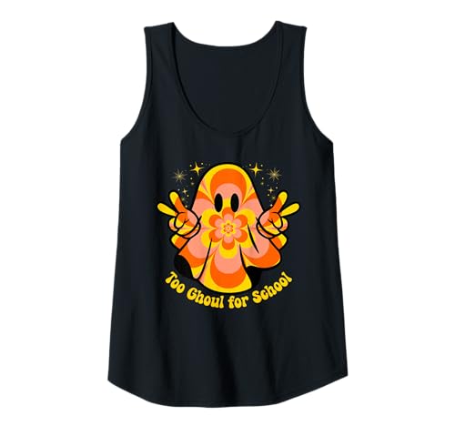 Damen Lustiges Halloween-Schild Ghost Too Ghoul for School Peace Groovy Tank Top Damen Lustiges Halloween-Schild Ghost Too Ghoul for School Peace Groovy Tank Top von Funny Halloween Shirts by Southerngal