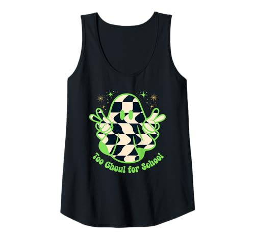 Damen Lustiges Halloween-Schild Ghost Too Ghoul for School Peace Groovy Tank Top Damen Lustiges Halloween-Schild Ghost Too Ghoul for School Peace Groovy Tank Top von Funny Halloween Shirts by Southerngal
