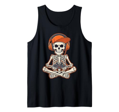 Halloween Skeleton Gamer Video Gaming Boys Men Kids Tank Top von Funny Halloween Skeleton Boys shirts for gamers