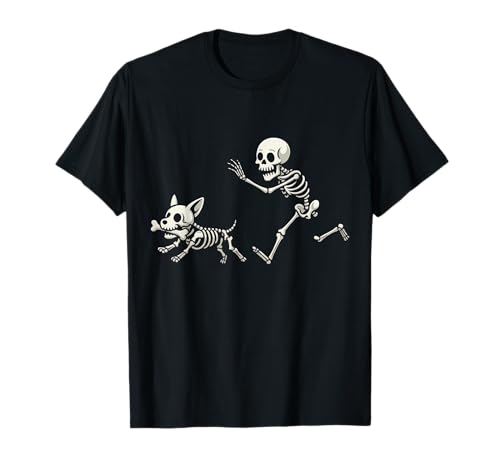 Halloween Hund, Lustiges Skelett Jagd Hund Männer Frauen T-Shirt von Funny Halloween Skeleton Dog Tee