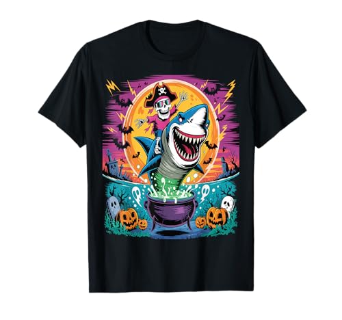 Skelett Reitende Mama Hai Lustiges Halloween-Kostüm T-Shirt von Funny Halloween Skeleton Shark Costume Design