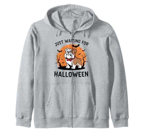 Just Waiting for Halloween Dog Design Geschenk Männer Frauen Kinder Kapuzenjacke von Funny Halloween Spooky Season Fall Autumn Graphic