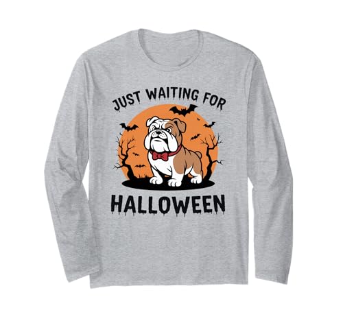 Just Waiting for Halloween Dog Design Geschenk Männer Frauen Kinder Langarmshirt von Funny Halloween Spooky Season Fall Autumn Graphic