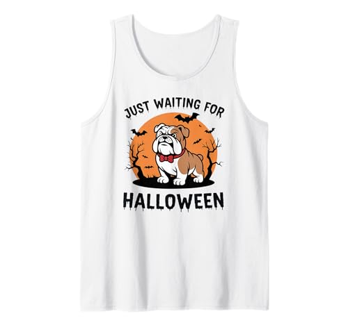 Just Waiting for Halloween Dog Design Geschenk Männer Frauen Kinder Tank Top von Funny Halloween Spooky Season Fall Autumn Graphic