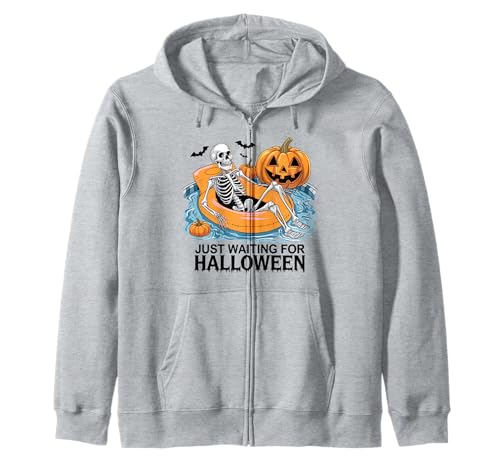 Just Waiting for Halloween Party Design Geschenk Männer Frauen Kinder Kapuzenjacke von Funny Halloween Spooky Season Fall Autumn Graphic