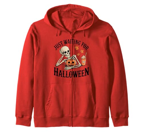Just Waiting for Halloween Party Design Geschenk Männer Frauen Kinder Kapuzenjacke von Funny Halloween Spooky Season Fall Autumn Graphic