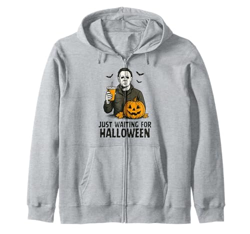 Just Waiting for Halloween Party Design Geschenk Männer Frauen Kinder Kapuzenjacke von Funny Halloween Spooky Season Fall Autumn Graphic