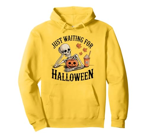 Just Waiting for Halloween Party Design Geschenk Männer Frauen Kinder Pullover Hoodie von Funny Halloween Spooky Season Fall Autumn Graphic