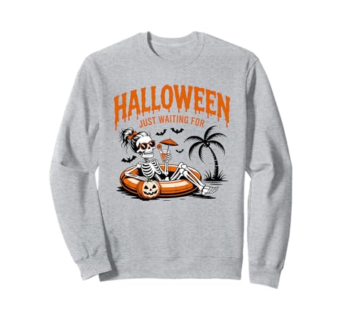 Just Waiting for Halloween Party Design Geschenk Männer Frauen Kinder Sweatshirt von Funny Halloween Spooky Season Fall Autumn Graphic