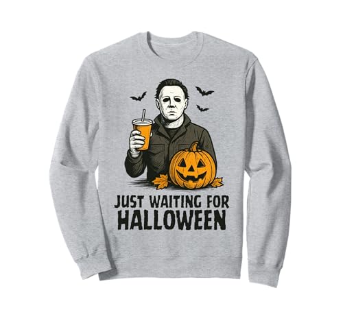 Just Waiting for Halloween Party Design Geschenk Männer Frauen Kinder Sweatshirt von Funny Halloween Spooky Season Fall Autumn Graphic