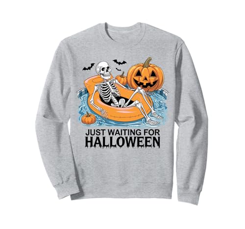 Just Waiting for Halloween Party Design Geschenk Männer Frauen Kinder Sweatshirt von Funny Halloween Spooky Season Fall Autumn Graphic