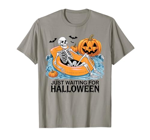 Just Waiting for Halloween Party Design Geschenk Männer Frauen Kinder T-Shirt von Funny Halloween Spooky Season Fall Autumn Graphic