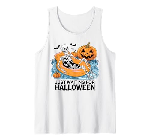 Just Waiting for Halloween Party Design Geschenk Männer Frauen Kinder Tank Top von Funny Halloween Spooky Season Fall Autumn Graphic